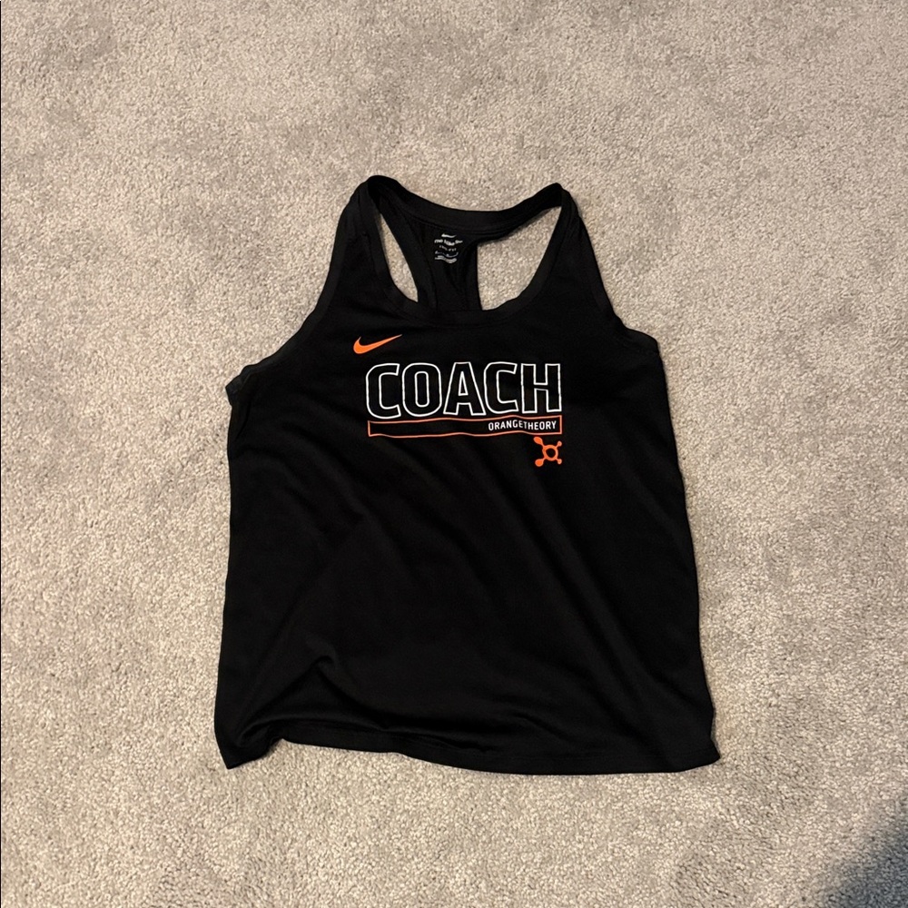 Nike Black Racerback Coach Tank with Orange Accents